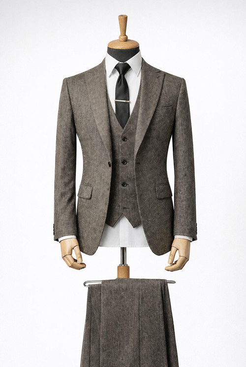 Erkek İtalyan Kesim Slim Fit Yelekli Takım Elbise
