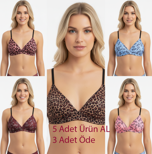 Kadın Balensiz Desteksiz Üçgen Bralet 5 Renk 5'li Paket Sütyen BB2127