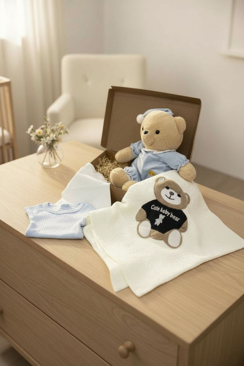 AYICIKLI BEBEK HEDİYE SETİ - RYZ0014 - Mavi - 0 - 3 Ay Mavi