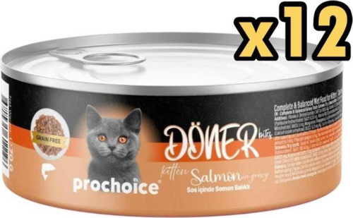 Döner Bites Somonlu Yavru Kedi Konservesi 70 GR x 12 Adet
