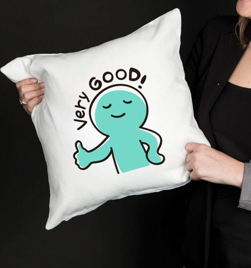 Very Good Yazılı Sevimli Karakter Tasarımlı Dekoratif Yastık Kılıfı – Eğlenceli Baskı, İçi Boş