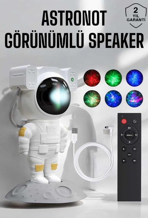 Astronot Görünümlü Projeksiyon Speaker Taşınabilir