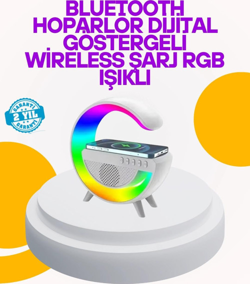 Renkli Işıklı 15W Kablosuz Şarjlı Masa Lambası