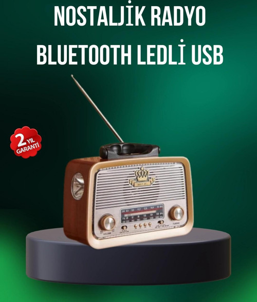 Taşınabilir Nostalji Radyo Bluetooth USB AUX Girişli