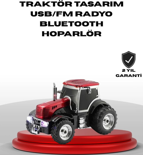 Traktör Tasarımlı Bluetooth Hoparlör USB TF AUX FM Radyo