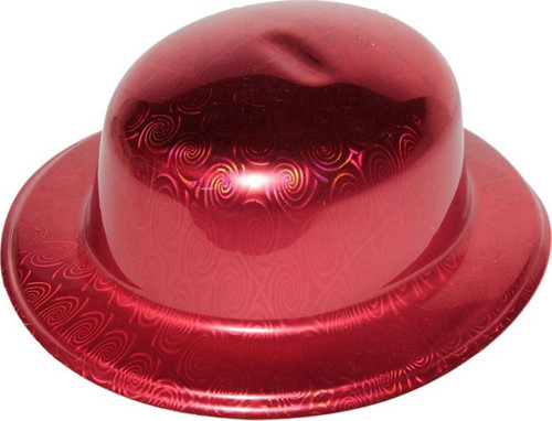 Kırmızı Renk Hologramlı Plastik Yuvarlak Melon 27x24 Cm