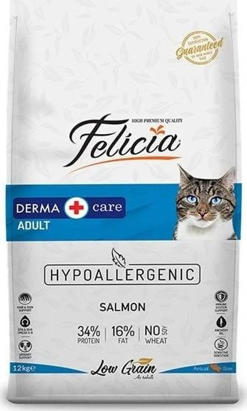 Felicia Düşük Tahıllı Hipoalerjenik Somonlu Yetişkin Kedi Maması 12 Kg