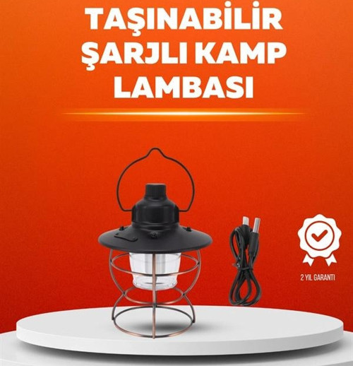4 Fonksiyonlu Dekoratif Kamp Lambası – Tungsten Ampul USB Çıkışlı