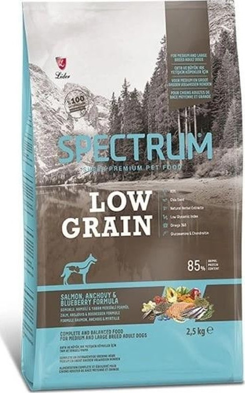 Spectrum Düşük Tahıllı Somonlu Hamsili ve Yaban Mersinli Orta ve Büyük Irk Yetişkin Köpek Maması 2.5