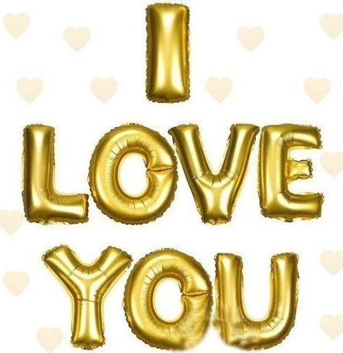I Love You Folyo Balon Altın Renk 35 Cm