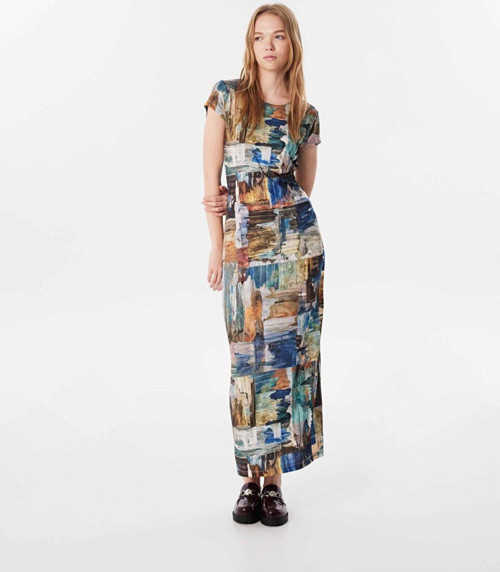 Baskılı Midi Elbise