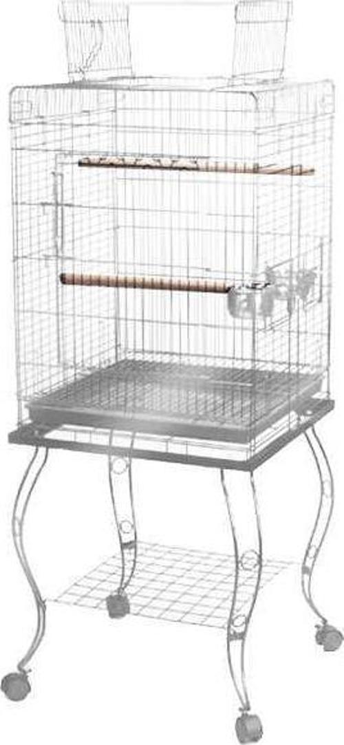 Sehpalı Papağan Kafesi Krom (51x51x129)