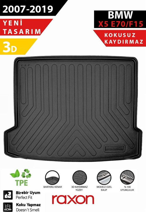 BMW X5 E70 / F15 2007-2019 Bagaj Havuzu – 3D Özel Kalıp | Su Geçirmez, Kaymaz, Tam Uyum