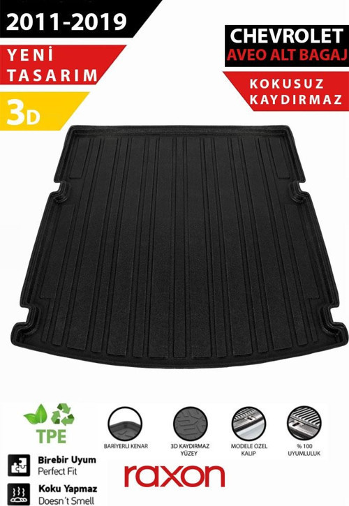 Chevrolet Aveo 2011–2019 Alt Bagaj Havuzu – 3D Özel Kalıp | Su Geçirmez, Kaymaz, Tam Uyum