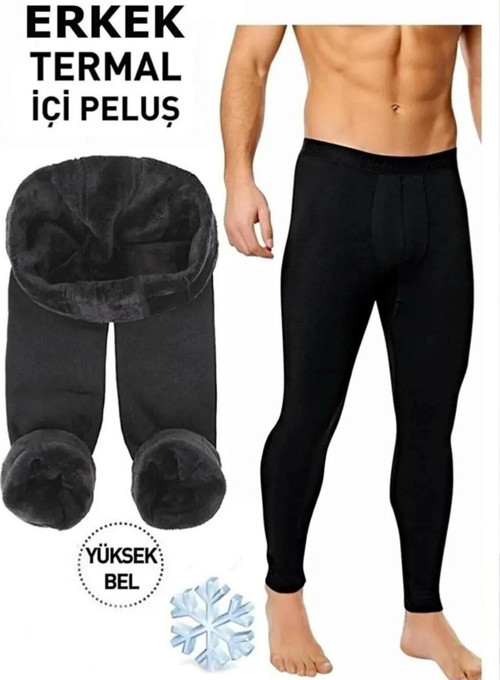 Artual Erkek Siyah Termal İçlik Kışlık İçi Peluşlu Termal Tayt İçi Kürklü Peluş İçlik