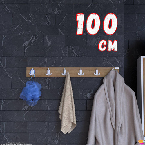 ARI Serisi (96,4x9,6 cm) 6' lI Set 18 Kancalı Banyo Askısı | Ekstra Düzen ve Yer Tasarrufu