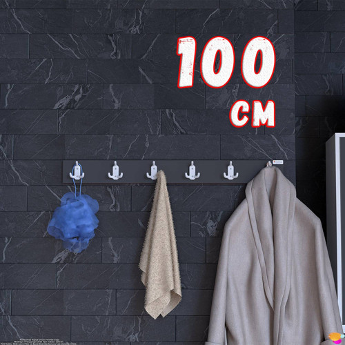 ARI Serisi 18 Kancalı Banyo Askısı - 6'lı Set (96,4x9,6 cm) | Ekstra Düzen ve Yer Tasarrufu