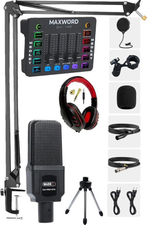 Arcade Pack-2 MEDLEY Ses Kartı ve GM-PRO Mikrofon Gaming Canlı Yayın Stüdyo Seti