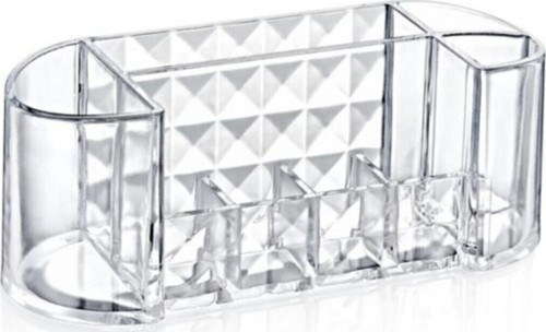 Diamond Oval Organizer Kapaklı Şık Makyaj ve Takı Düzenleyici | Banyo & Masaüstü Organizer