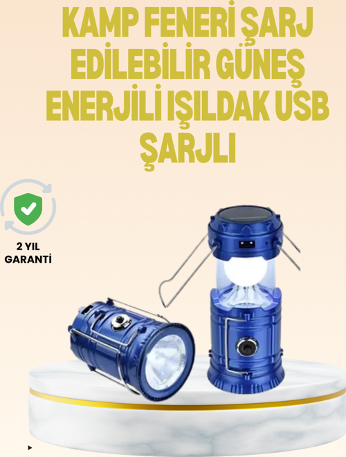 Katlanabilir USB Çıkışlı Kamp Feneri – Şarj Edilebilir, Dayanıklı ve Çok Fonksiyonlu