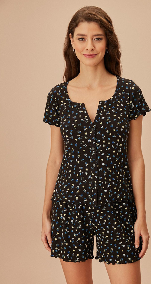 Nova Gömlek Yaka Şort Pijama Takımı