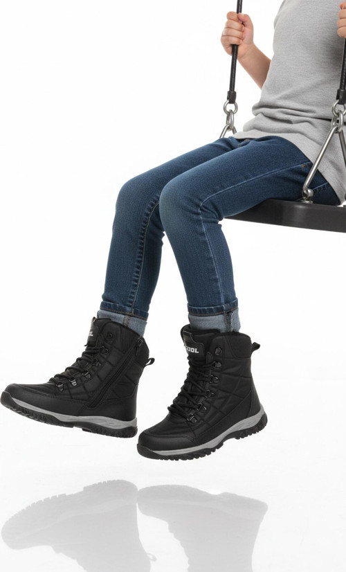 Siyah Polarlı Kaymaz Taban Soğuğa Dirençli Unisex Çocuk Bot Felix F