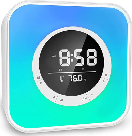 P10-P11 Alarm + Sıcaklık Göstergeli Ambiyans Atmosfer Işığı Bluetooth+Mp3 Hoparlör Gece Lambası Saat