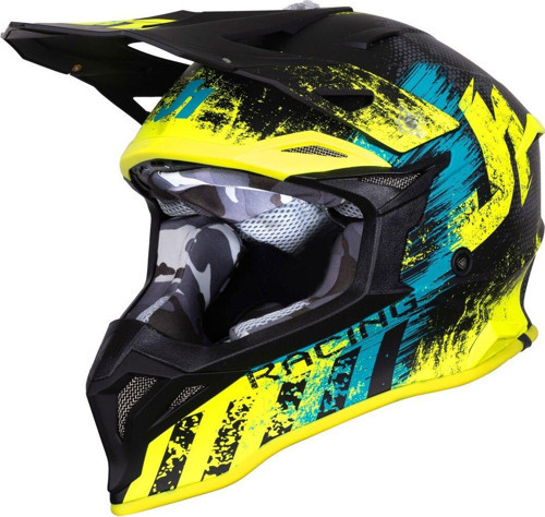 J39 Storm Off-Road Kaskı Siyah Sarı Mavi