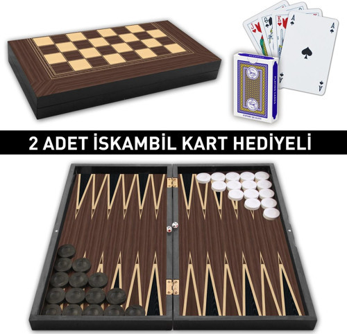Ceviz Kaplama Tavla Dama Seti