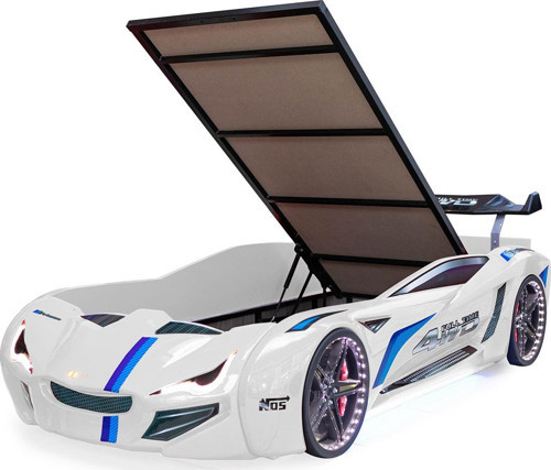 Arabalı Yatak, Mercedes Full Ledli Rüzgarlıklı Bazalı Arabalı Yatak - Beyaz