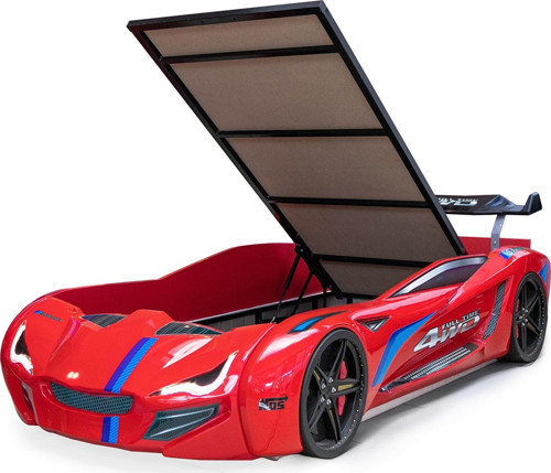 Arabalı Yatak, Mercedes Rüzgarlıklı Bazalı Arabalı Yatak - Kırmızı