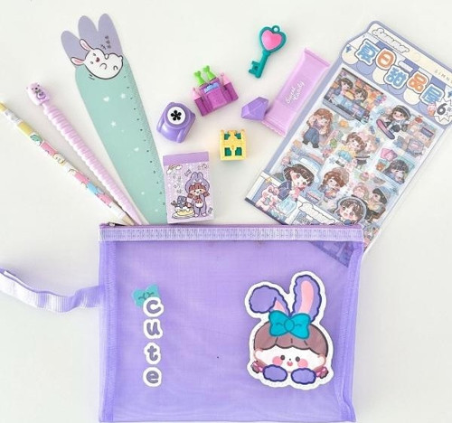 Kawaii Purple Dream 9 Parça Mor Masal Dünyası Çocuk Kırtasiye Seti