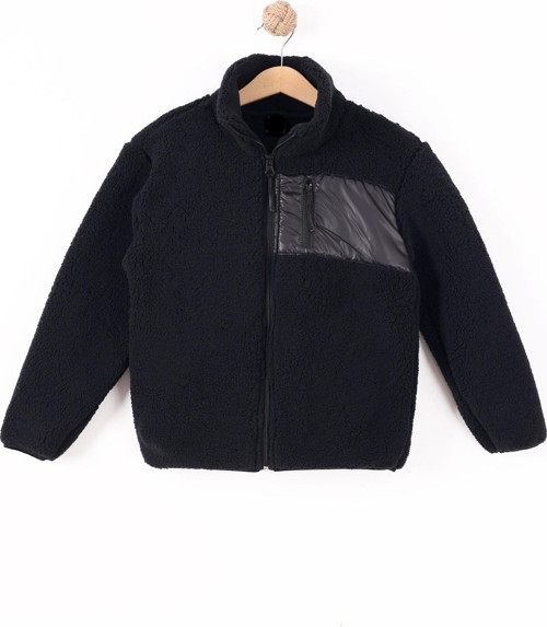 Çocuk Lastik Manşetli Fermuarlı Unisex Kuzu Wellsoft Peluş Ceket