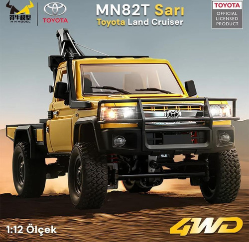 MN Model MN82T 1/12 Toyota Land Cruiser LC79 4WD RC Model Crawler Offroad Uzaktan Kumandalı Araba Truck RTR LisanslıSarı