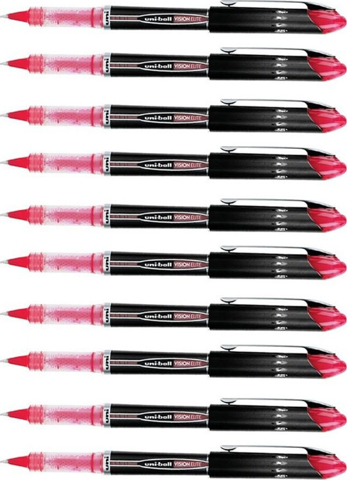 Kırmızı Pilot Kalem UB-205 Vision Elite 0.5mm 10 Adet Uniball Pilot Kalem 0.5 mm Roller Uçlu Pilot Kalem İnce Uçlu Likit