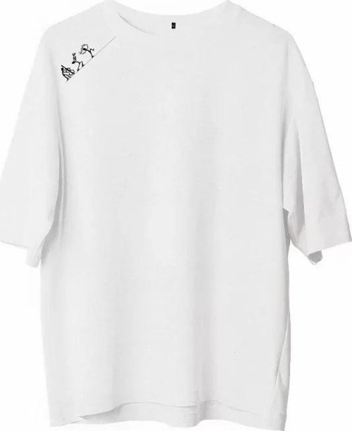 Unisex Bisiklet Yaka Baskılı Oversize TShirt