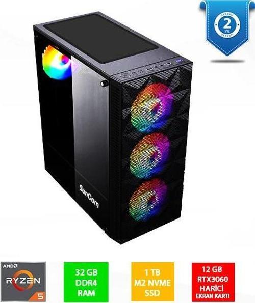 Gaming SG1-113 Ryzen 5 5600 32GB 1TB M2 SSD 12GB RTX3060 DOS Masaüstü PC