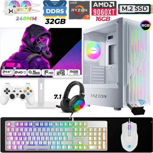 Astra X660 Ryzen 7 7700X 32GB DDR5 Ram 1TB M.2 NVMe SSD 16GB RX9060 XT Sıvı Soğutmalı 24,5" 240Hz Oyuncu Tavsiye S