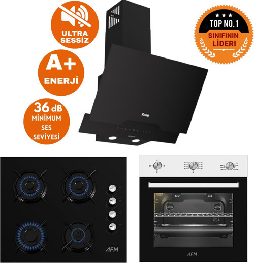 ve AFM TECH Markalı SilentART Sessiz Eon Siyah-Beyaz Ankastre Set ( D063-SA + FM7301 +FM2200)