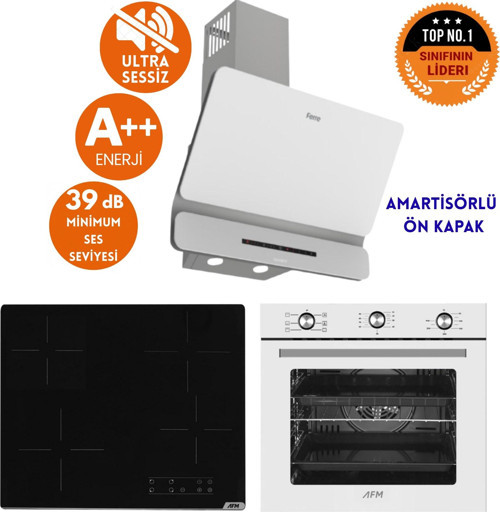 ve AFM Tech Markalı / ONE Sessiz Elektrik Vitro. Ankastre Set (D081 -SA + V6-04 + FM7601 )