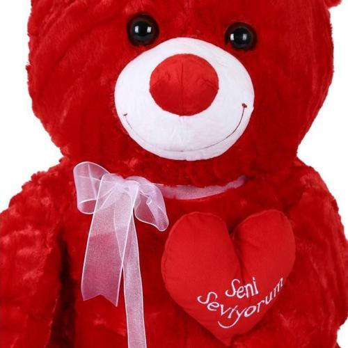 Yumoş Ayı 47 cm Kırmızı Kalpli Pelüş Ayı Sevgiliye Hediye