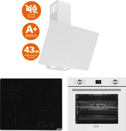 ve AFM Tech Markalı / Nesso Elektrikli Vitro. Sessiz Ankastre Set (D078-SA + V6-04 + FM7701)