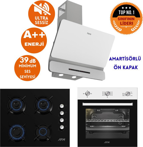 ve AFM TECH Markalı /SilentART WOE Sessiz Beyaz Siyah Ankastre Set ( D081-SA +FM7301 +FM2200)