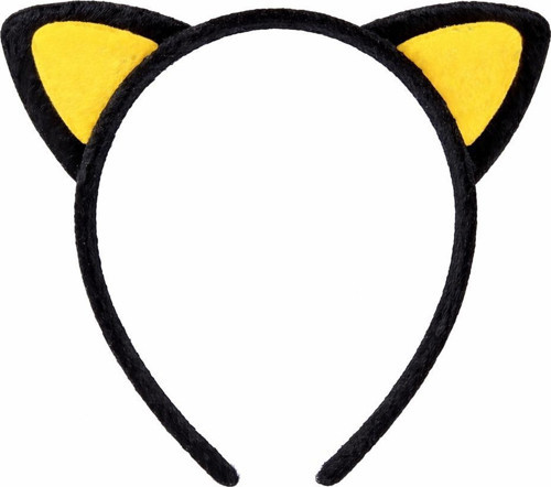 Peluş Kedi Kulak Taç Sarı Siyah – Çocuk Parti & Kostüm Tacı
