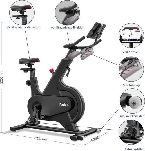 E1 Smart Spin Bike Kondisyon Bisikleti 100 Kademe Manyetik Sürüş Kontrol Sistemi