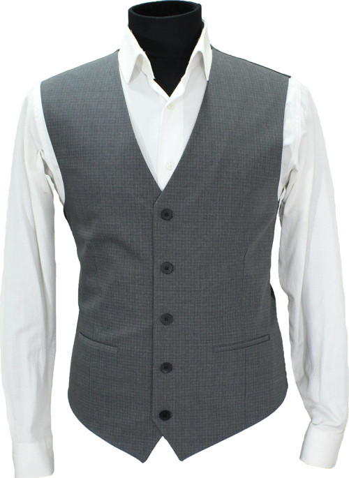 ERKEK YELEK V YAKA GRİ MİNİ EKOSE, REGULAR FİT 50643