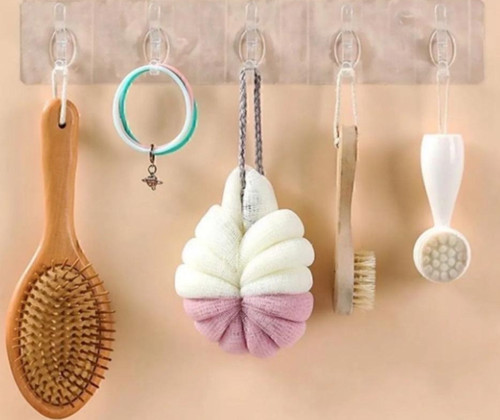 5 li Kendinden Yapışkanlı Güçlü Şeffaf Askılık - Kapı Arkası Mutfak Duvar Banyo Askı