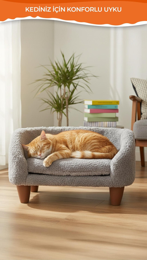 Peluş Kedi Koltuğu, Yumuşak Lüks Kedi Köpek yatağı, Kedi Köpek Koltuğu