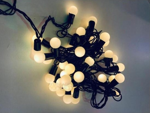 5 Metre 28 Mini Top Led Sarı Işık Fişli Siyah Kablo