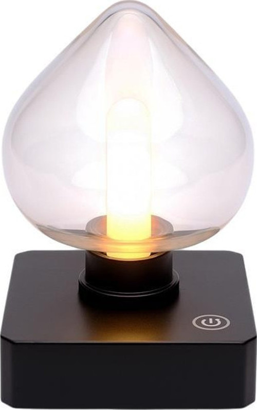 Ledx Yqx-Anl95-B03 Amber Renkli Alev Efektli Dokunmatik Masa Lambası 800Mah Şarjlı (Şeffaf Kalpli)